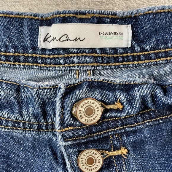 Kancan Jean Shorts Womens 29‎ Distressed Frayed Hem High Rise Button Fly Denim - Picture 2 of 9